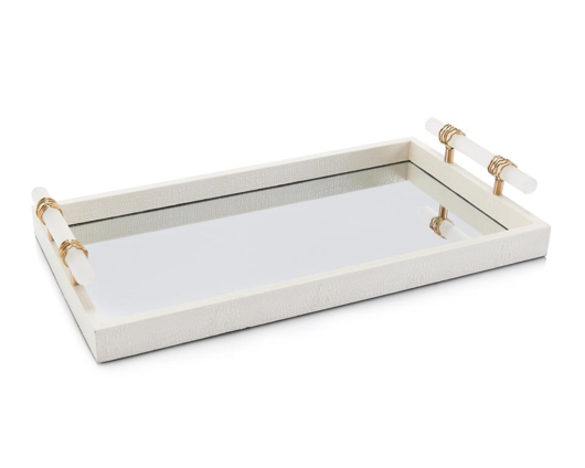 Picture of MIRRORED TRAY WITH ALABASTER HANDLES