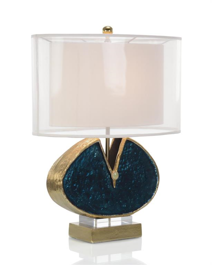 Picture of BLUE ENAMELED AND JEWELED TABLE LAMP