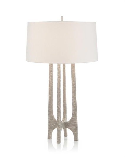 Picture of TEXTURED ARC TABLE LAMP IN NICKEL