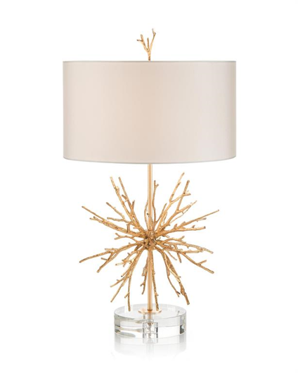 Picture of PRANA:  BRASS SPIKE TABLE LAMP WITH CRYSTAL BASE