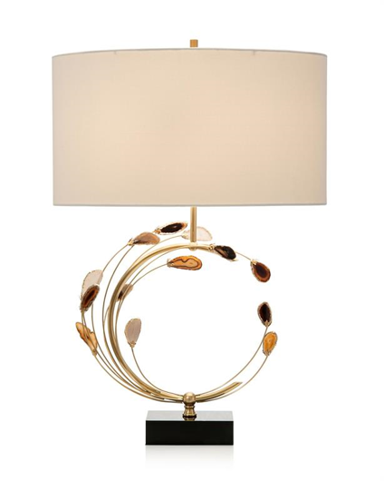 Picture of SWIRLING AGATES IN BROWN AND BRASS TABLE LAMP