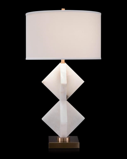 Picture of TRIANGULAR STACKED ALABASTER TABLE LAMP