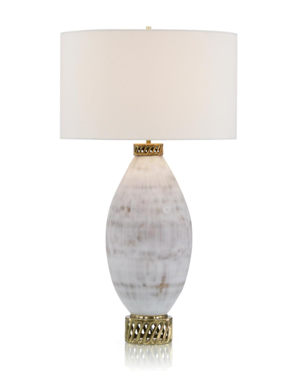 Picture of WHITE AND CREAM MARBLED GLASS TABLE LAMP