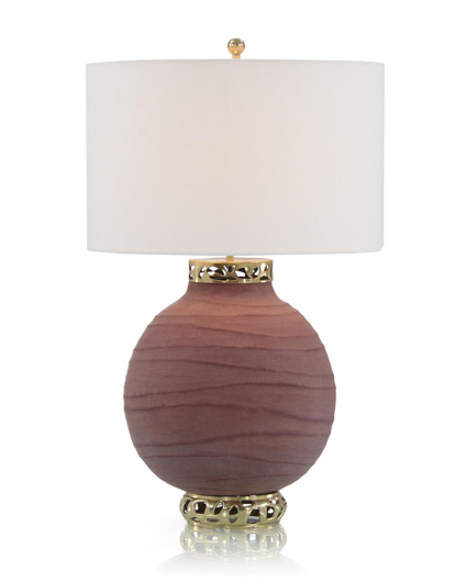 Picture of RUBY RED CARVED CERAMIC TABLE LAMP