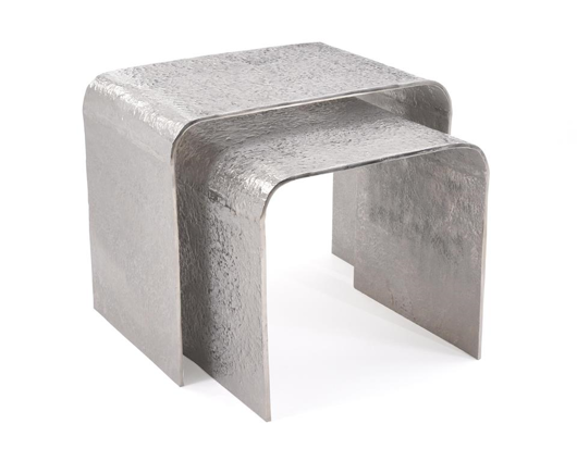 Picture of TEXTURED NESTING TABLES IN NICKEL (SET OF TWO)