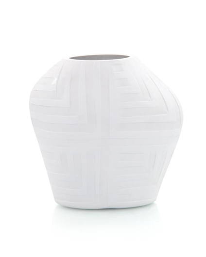 Picture of GEOMETRIC HAND-CHISELED WHITE VASE