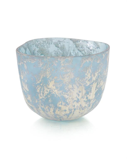 Picture of POWDER BLUE BOWL WITH SILVER OVERLAY