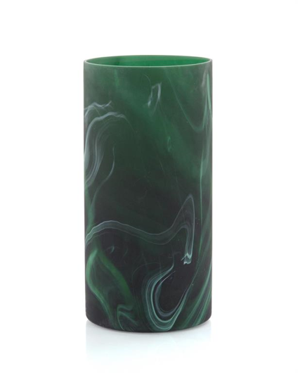 Picture of EMERALD GREEN MARBLED GLASS VASE