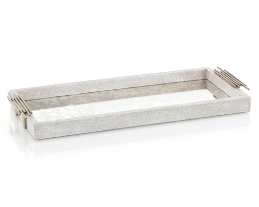 Picture of GREY SHAGREEN AND MIRRORED GLASS TRAY