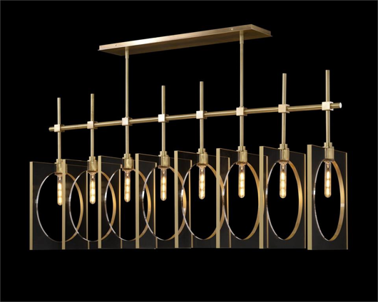 Picture of GENESIS: ACRYLIC EIGHT-LIGHT PENDANT IN ANTIQUE BRASS
