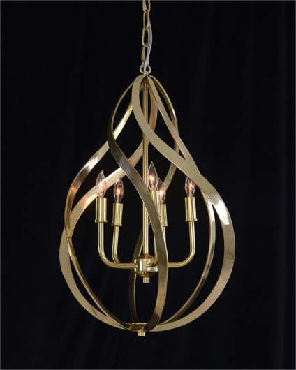 Picture of RIBBONS OF BRASS SWIRLS FIVE-LIGHT PENDANT