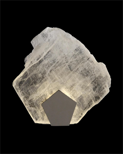 Picture of MOONLIGHT SONATA:  SELENITE PANE SINGLE-LIGHT WALL SCONCE IN POLISHED STAINLESS STEEL FINISH