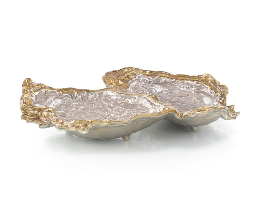 Picture of DOUBLE OYSTER BOWL IN GOLD AND SILVER ENAMEL