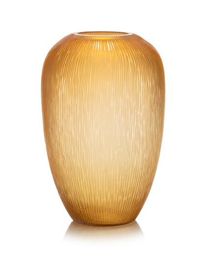Picture of CARVED SUNSET GOLD GLASS VASE