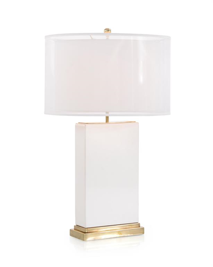 Picture of WHITE LEATHER TABLE LAMP