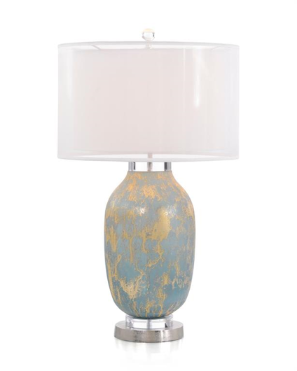 Picture of ROBIN'S-EGG BLUE SPECKLED GLASS TABLE LAMP
