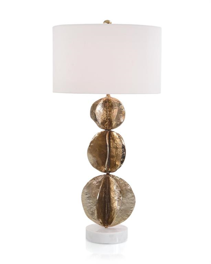 Picture of THREE FLOWING WAVE SPHERES BRASS TABLE LAMP