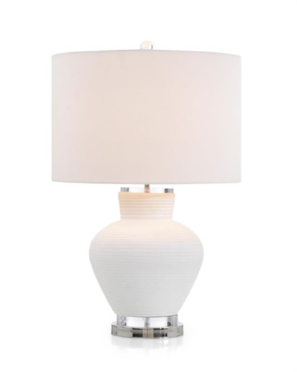 Picture of WHITE RIBBED GLASS TABLE LAMP