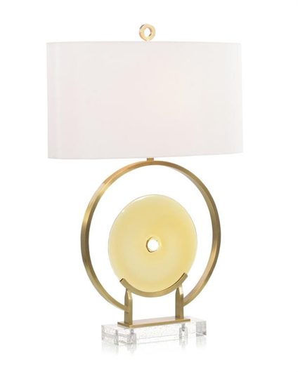 Picture of AMBER GLASS AND BRUSHED BRASS TABLE LAMP