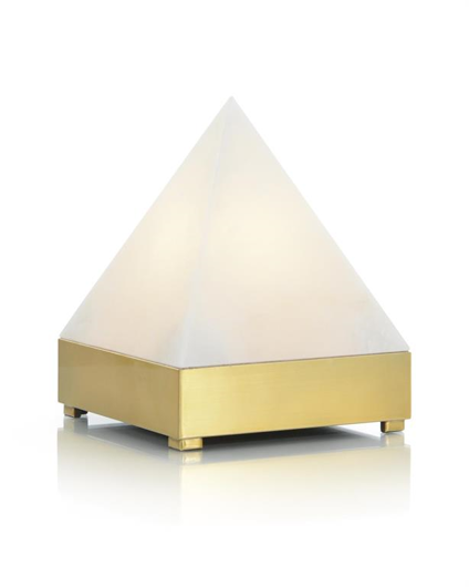 Picture of PYRAMID IN ALABASTER AND BRASS LIGHT