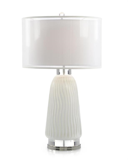 Picture of WAVES IN WHITE CARVED GLASS TABLE LAMP