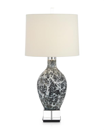 Picture of WEBS OF CHARCOAL AND WHITE GLASS TABLE LAMP
