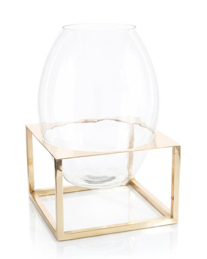 Picture of GLASS CONTAINER IN BRASS STAND