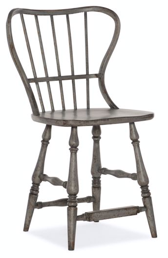 Picture of Spindle Back Counter Stool-Speckled Gray       
