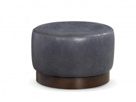 Picture of RAMI LEATHER SWIVEL OTTOMAN