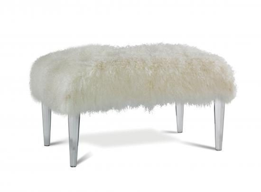 Picture of LILY LEATHER OTTOMAN WITH OCTAGONAL ACRYLIC LEGS