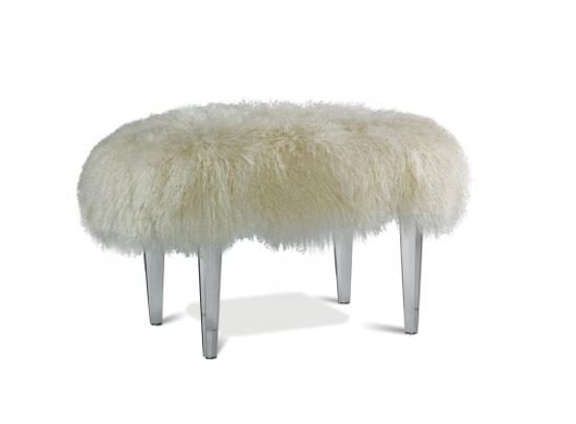 Picture of SCARLETT LEATHER OTTOMAN WITH OCTAGONAL ACRYLIC LEGS