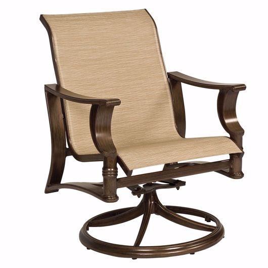 Picture of ARKADIA PADDED SLING SWIVEL ROCKING DINING ARMCHAIR