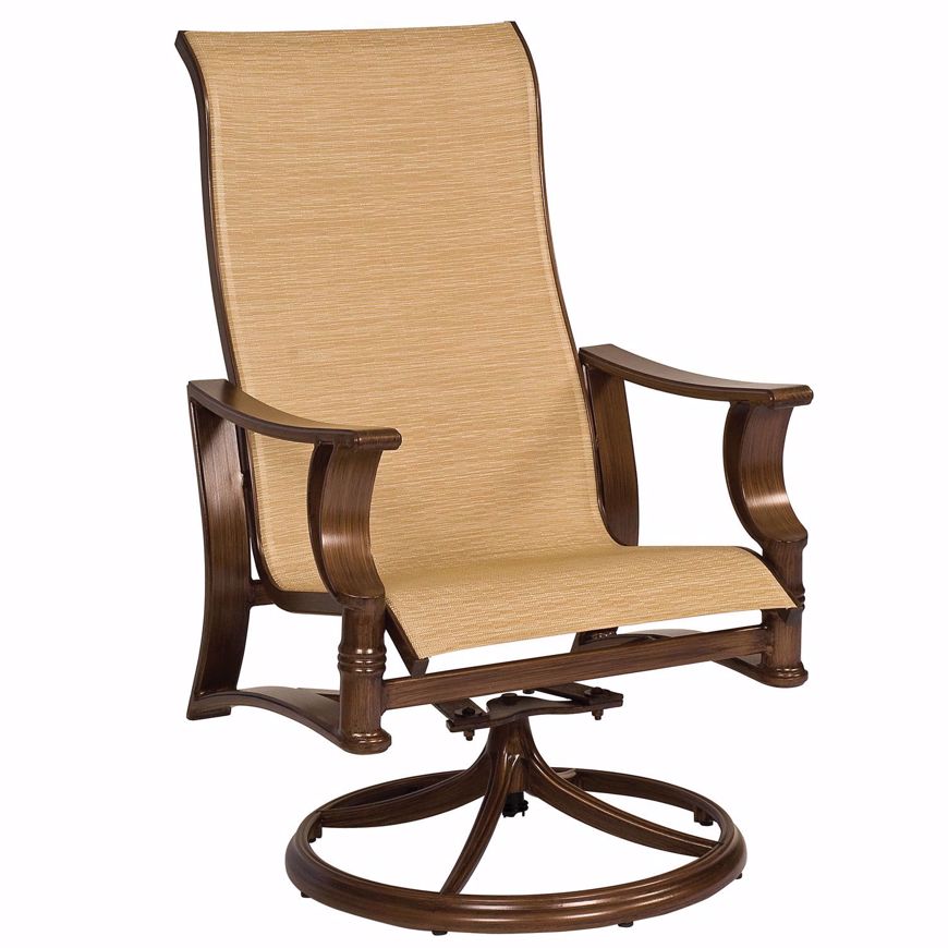 Picture of ARKADIA PADDED SLING HIGH BACK SWIVEL ROCKING DINING ARMCHAIR