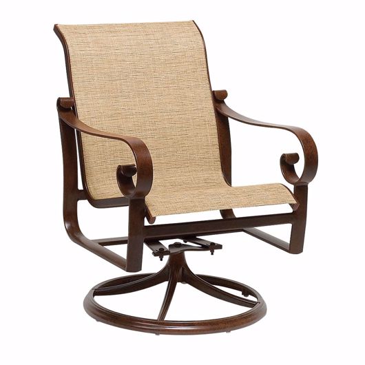 Picture of BELDEN PADDED SLING SWIVEL ROCKING DINING ARMCHAIR