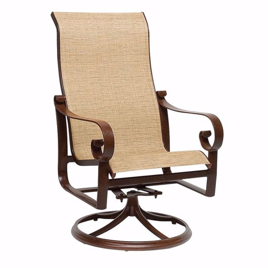 Picture of BELDEN PADDED SLING HIGH BACK SWIVEL ROCKING DINING ARMCHAIR