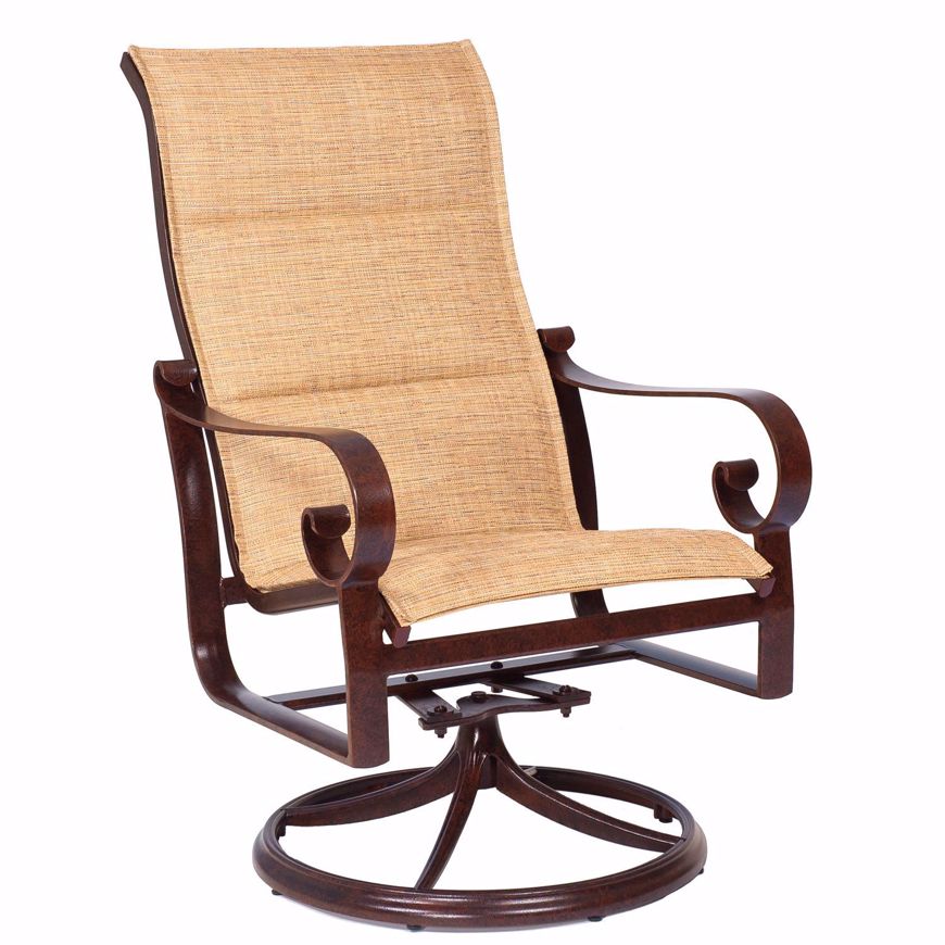 Picture of BELDEN PADDED SLING HIGH BACK SWIVEL ROCKING DINING ARMCHAIR