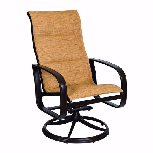 Picture of CAYMAN ISLE PADDED SLING HIGH BACK SWIVEL ROCKING DINING ARMCHAIR