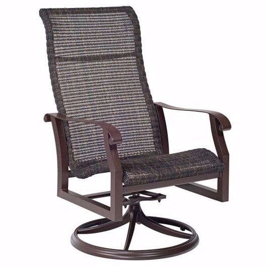 Picture of CORTLAND WOVEN HIGH BACK SWIVEL ROCKING DINING ARMCHAIR